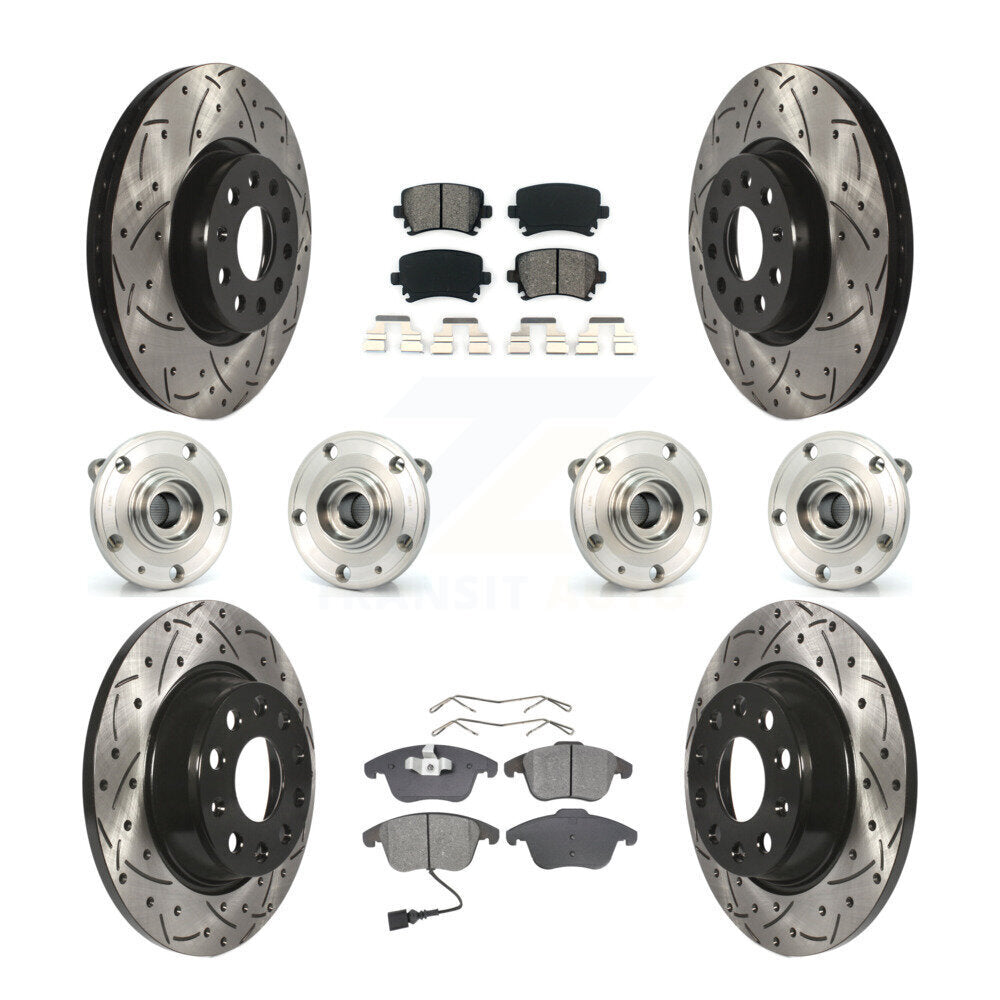Hub Bearing Coat Brake Rotor Pads Front Rear Kit (10Pc) For Volkswagen Tiguan Q3