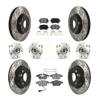 Hub Bearing Coat Brake Rotor Pads Front Rear Kit (10Pc) For Volkswagen Tiguan Q3