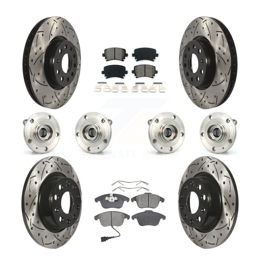 Hub Bearing Coat Brake Rotor Pads Front Rear Kit (10Pc) For Volkswagen Tiguan Q3