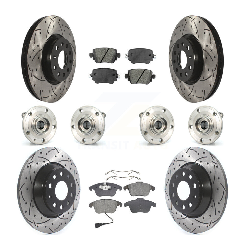 Hub Bearing Coated Brake Rotor And Pad Front Rear Kit (10Pc) For Audi Q3 Quattro