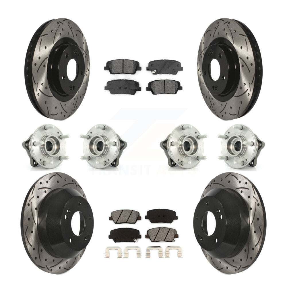 Hub Bearing Coat Brake Rotor Pad Front Rear Kit (10Pc) For 14-15 Kia Sorento AWD