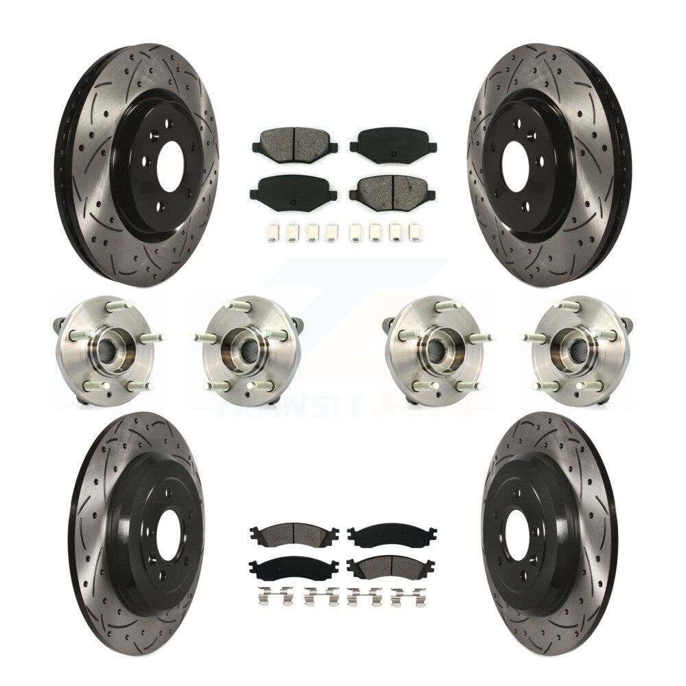 Hub Bearing Coat Brake Rotor Pad Front Rear Kit (10Pc) For 10-12 Ford Taurus SHO