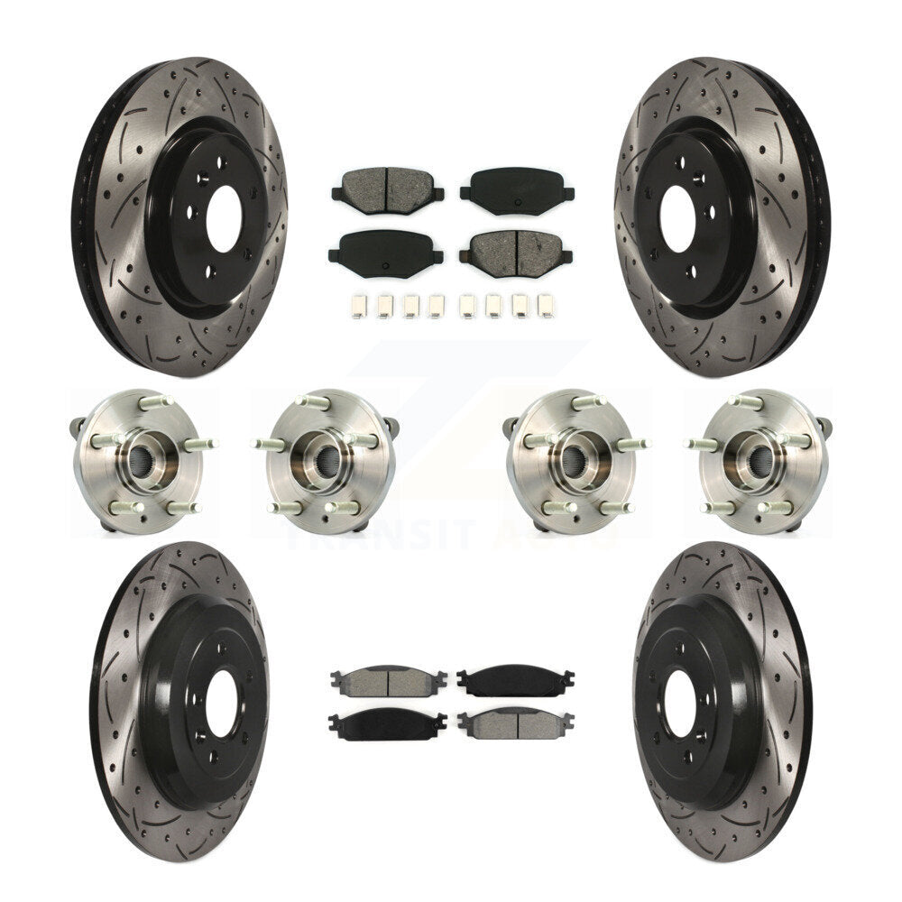 Hub Bearing Coat Brake Rotor Pad Front Rear Kit (10Pc) For 2009-2010 Lincoln MKS