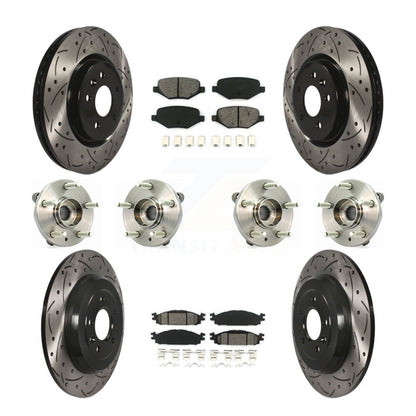 Hub Bearing Coat Brake Rotor Pads Front Rear Kit (10Pc) For Ford Flex Taurus MKT