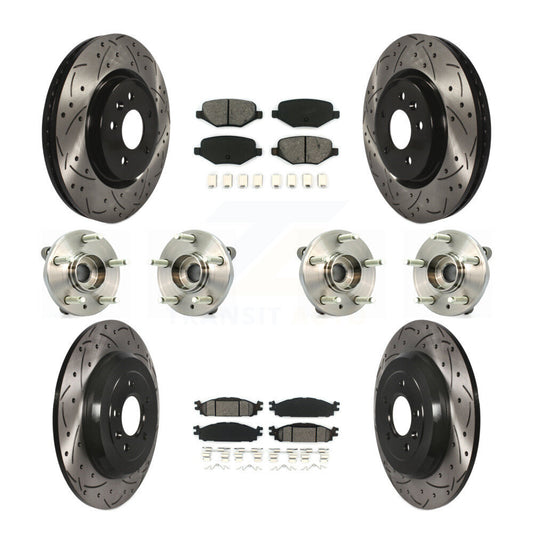 Hub Bearing Coat Brake Rotor Pads Front Rear Kit (10Pc) For Ford Flex Taurus MKT