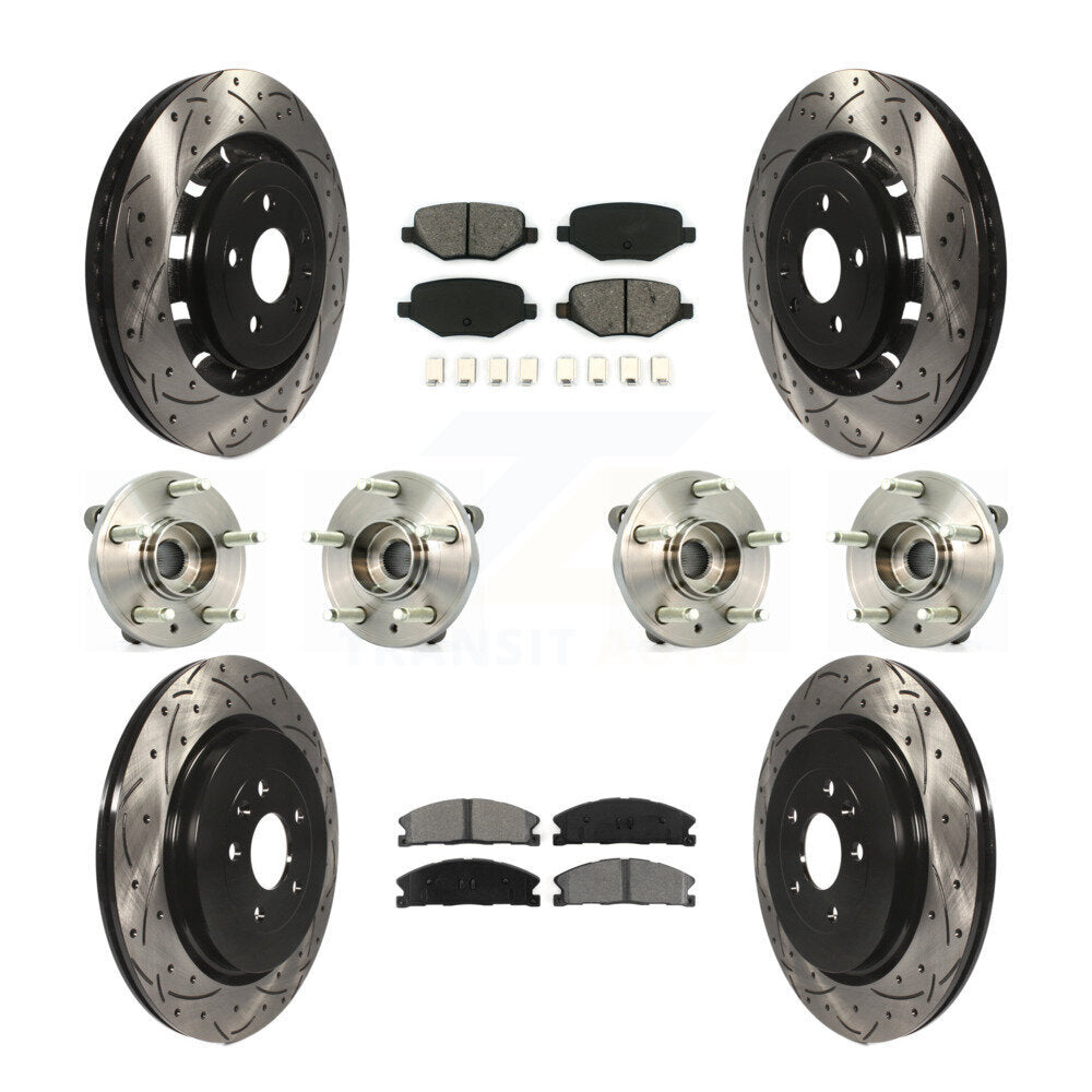 Hub Bearing Coat Brake Rotor Pad Front Rear Kit (10Pc) For Ford Flex Lincoln MKT