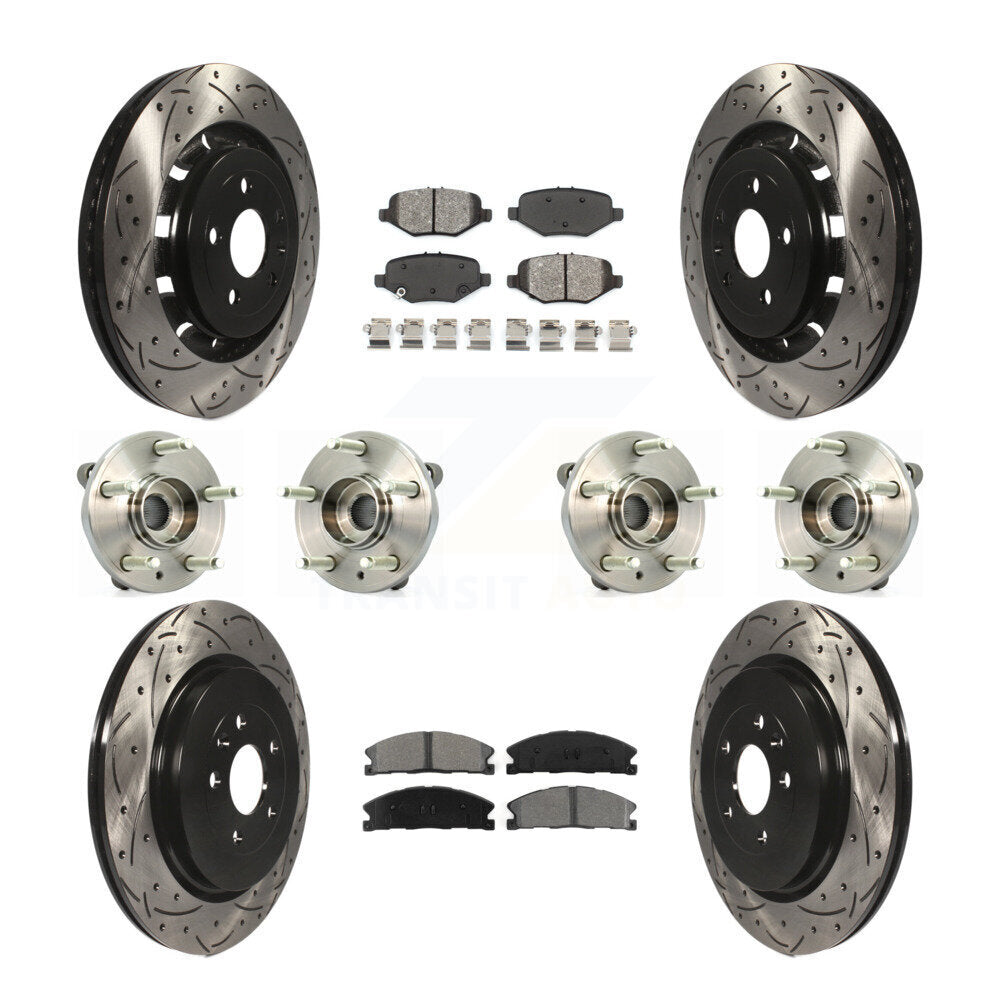 Hub Bearing Coat Brake Rotor Pads Front Rear Kit (10Pc) For Ford Flex Taurus MKS