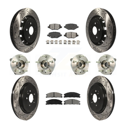 Hub Bearing Coat Brake Rotor Pads Front Rear Kit (10Pc) For Ford Flex Taurus MKS