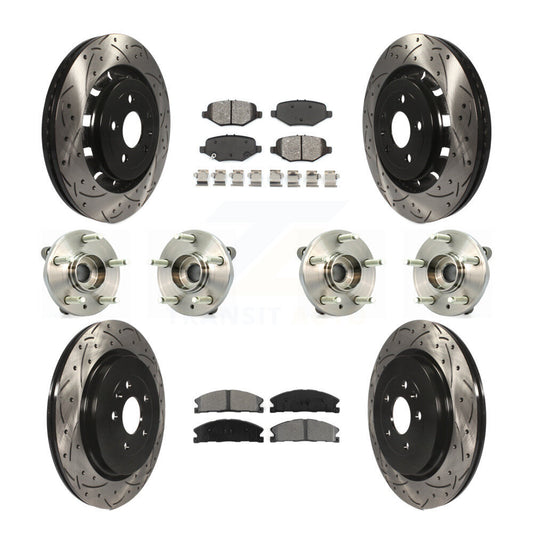 Hub Bearing Coat Brake Rotor Pads Front Rear Kit (10Pc) For Ford Flex Taurus MKS