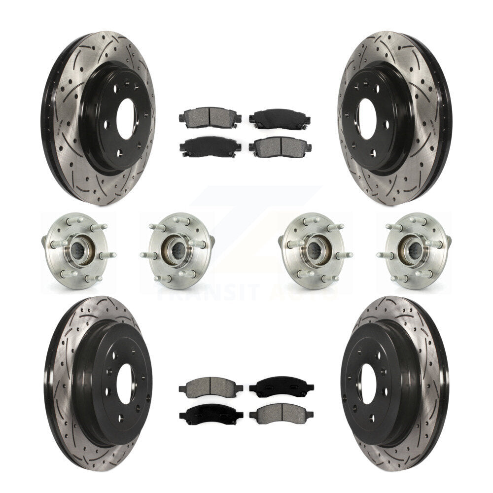 Hub Bearing Coated Brake Rotor & Pads Front Rear Kit (10Pc) For GMC Acadia Buick