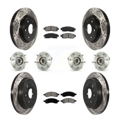 Hub Bearing Coated Brake Rotor & Pads Front Rear Kit (10Pc) For GMC Acadia Buick