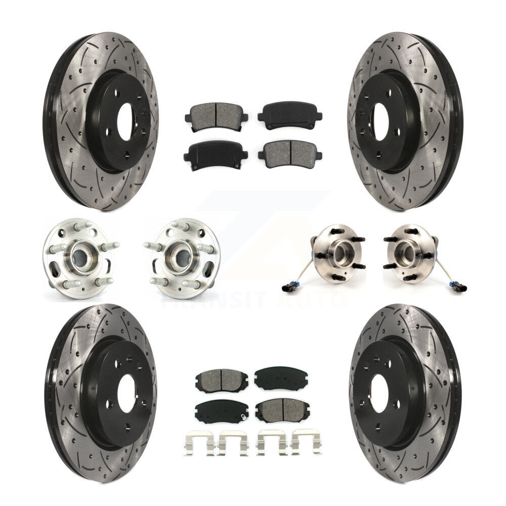 Hub Bearing Coated Brake Rotor & Pad Front Rear Kit (10Pc) For 2010 Buick Allure