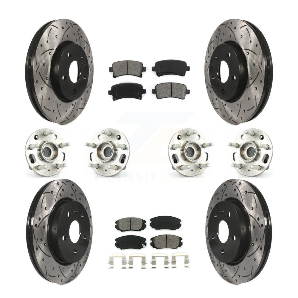 Hub Bearing Coated Brake Rotor & Pads Front Rear Kit (10Pc) For Chevrolet Malibu