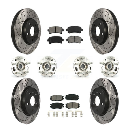 Hub Bearing Coated Brake Rotor & Pads Front Rear Kit (10Pc) For Chevrolet Malibu