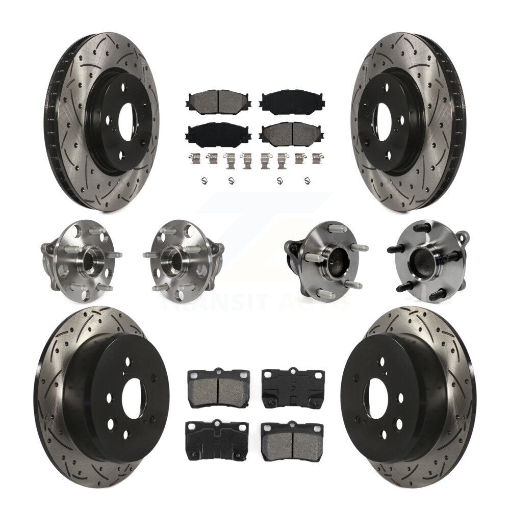 Hub Bearing Coated Disc Brake Rotor & Pads Front Rear Kit (10Pc) For Lexus IS250