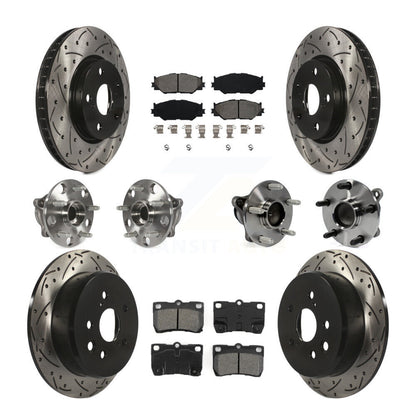 Hub Bearing Coated Disc Brake Rotor & Pads Front Rear Kit (10Pc) For Lexus IS250