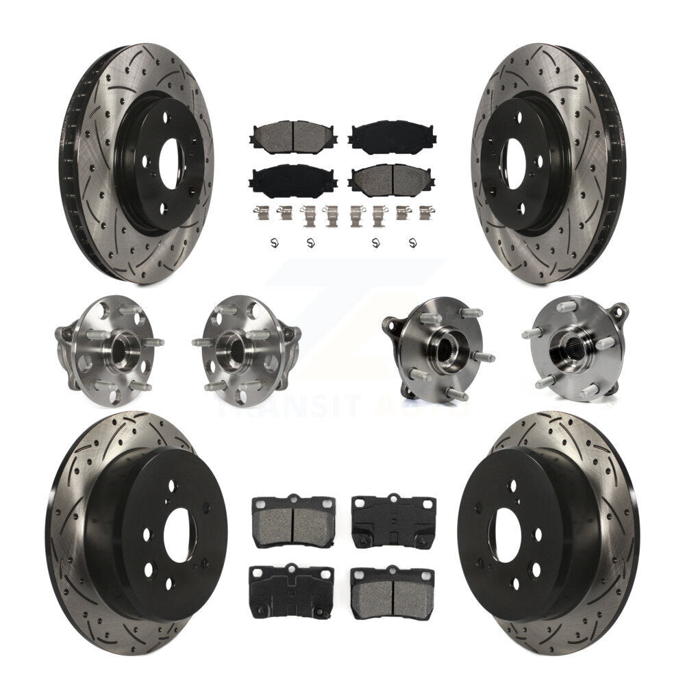Hub Bearing Coated Disc Brake Rotor & Pads Front Rear Kit (10Pc) For Lexus IS250