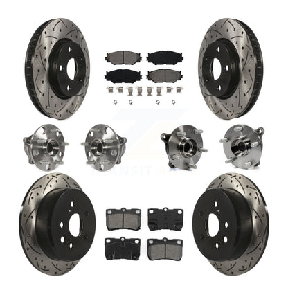 Hub Bearing Coated Disc Brake Rotor & Pads Front Rear Kit (10Pc) For Lexus IS250