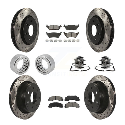 Hub Bearing Coated Brake Rotor Pad Shoe Front Rear Kit (10Pc) For Ford F-150 4WD