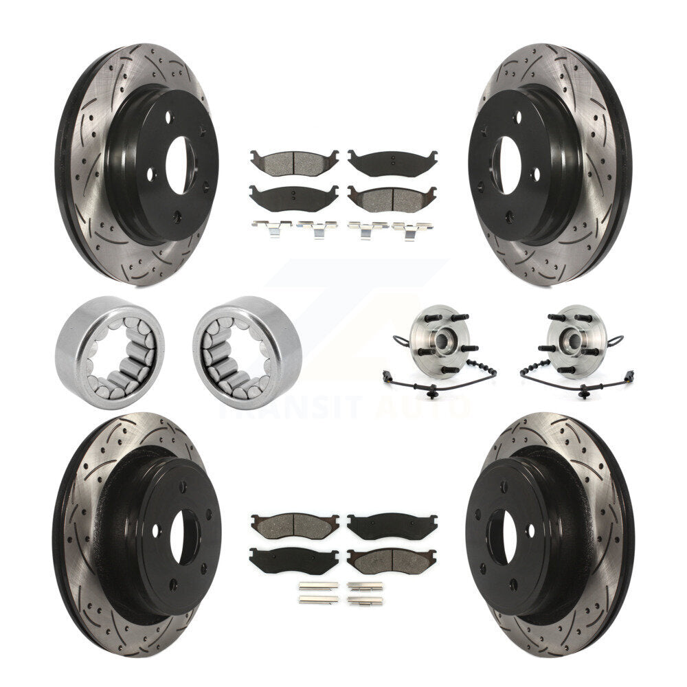 Hub Bearing Coated Brake Rotor Pad Shoe Front Rear Kit (10Pc) For Dodge Ram 1500
