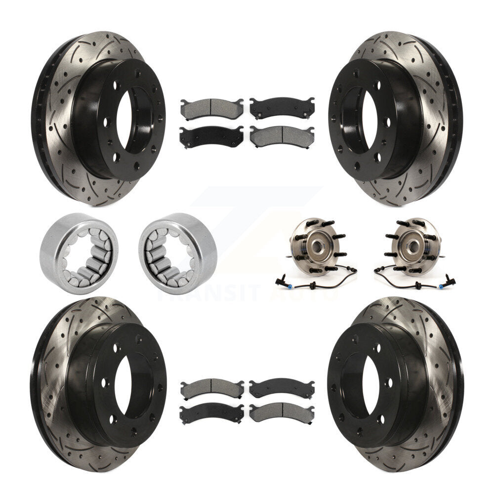 Hub Bearing Coated Brake Rotor Pad Shoe Front Rear Kit (10Pc) For Hummer H2 2500