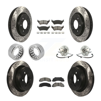 Hub Bearing Coated Brake Rotor Pad Shoe Front Rear Kit (10Pc) For Ford F-150 4WD