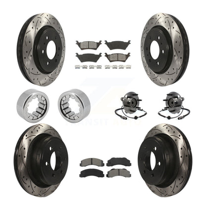 Hub Bearing Coated Brake Rotor Pad Shoe Front Rear Kit (10Pc) For Ford F-150 RWD
