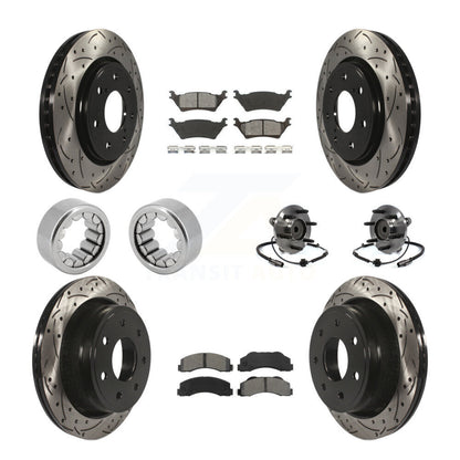 Hub Bearing Coated Brake Rotor Pad Shoe Front Rear Kit (10Pc) For Ford F-150 RWD