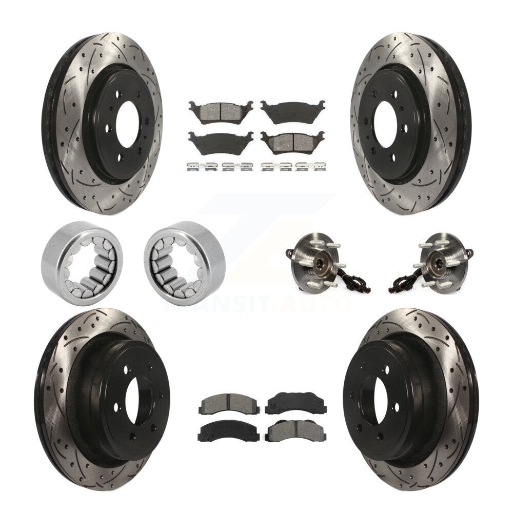 Hub Bearing Coated Brake Rotor And Pad Shoe Front Rear Kit (10Pc) For Ford F-150