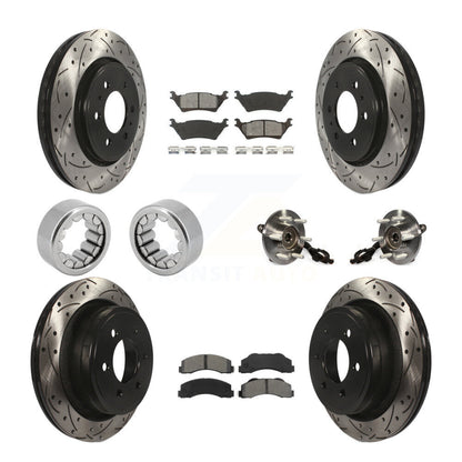 Hub Bearing Coated Brake Rotor And Pad Shoe Front Rear Kit (10Pc) For Ford F-150