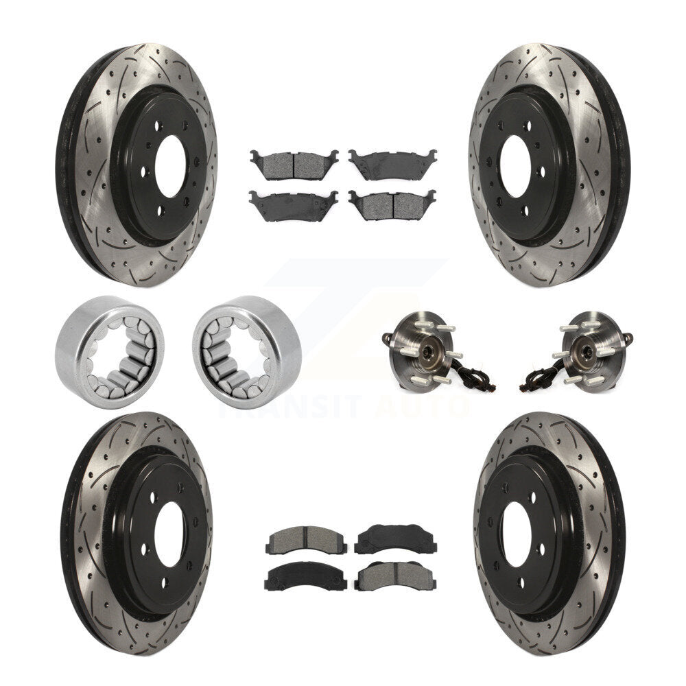 Hub Bearing Coated Brake Rotor And Pad Shoe Front Rear Kit (10Pc) For Ford F-150