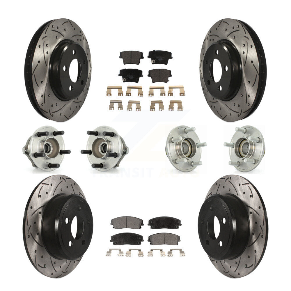 Hub Bearing Coated Brake Rotor Pads Front Rear Kit (10Pc) For Chrysler 300 Dodge