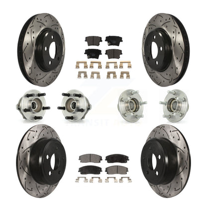 Hub Bearing Coated Brake Rotor Pads Front Rear Kit (10Pc) For Chrysler 300 Dodge