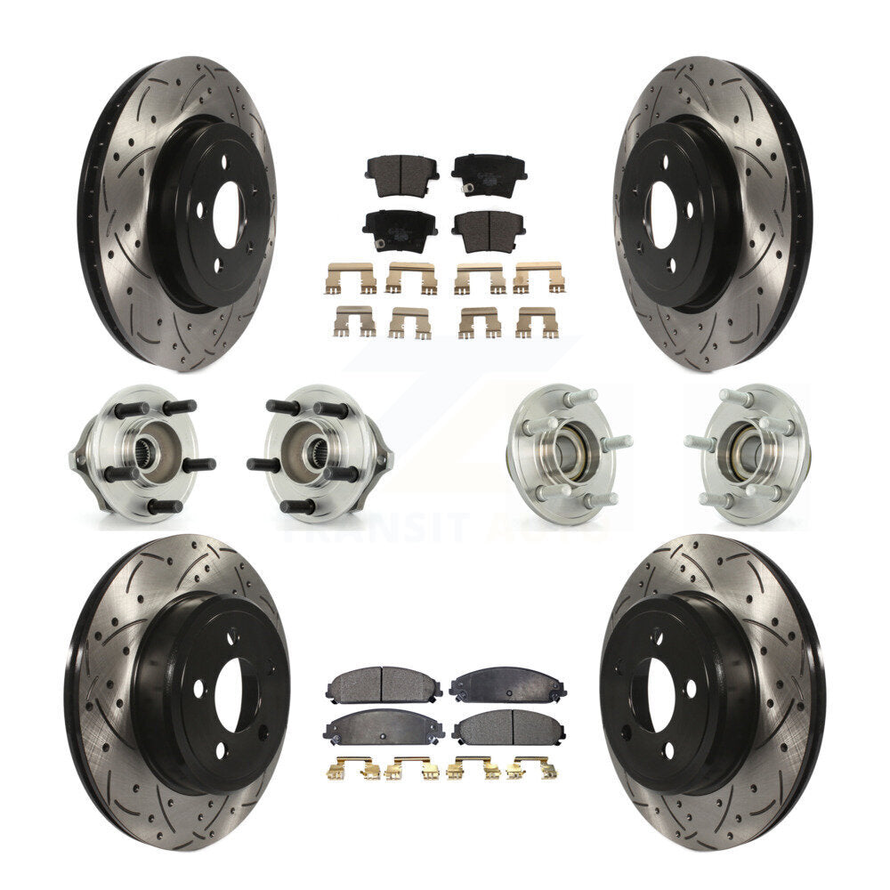 Hub Bearing Coated Brake Rotor Pads Front Rear Kit (10Pc) For Chrysler 300 Dodge