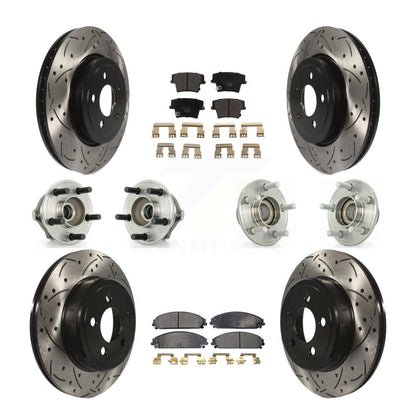 Hub Bearing Coated Brake Rotor Pads Front Rear Kit (10Pc) For Chrysler 300 Dodge