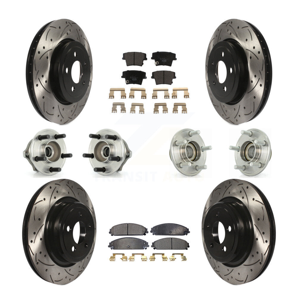 Hub Bearing Coated Disc Brake Rotor Pads Front Rear Kit (10Pc) For Dodge Charger