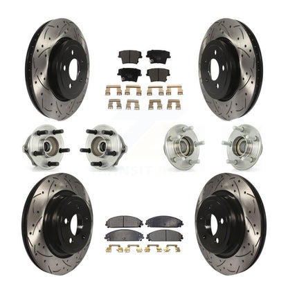 Hub Bearing Coated Disc Brake Rotor Pads Front Rear Kit (10Pc) For Dodge Charger