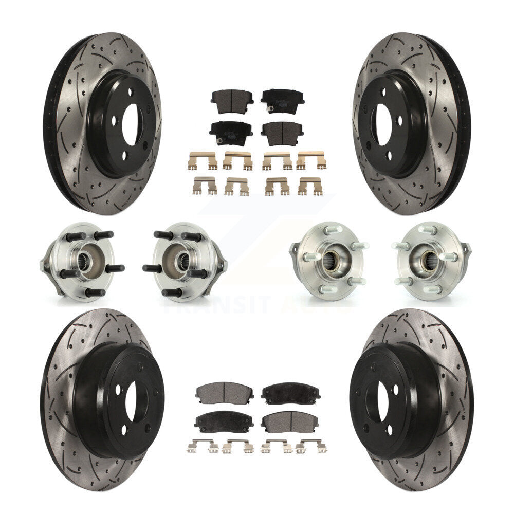 Hub Bearing Coat Brake Rotor Pads Front Rear Kit (10Pc) For Dodge Charger Magnum