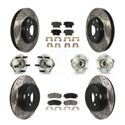 Hub Bearing Coat Brake Rotor Pads Front Rear Kit (10Pc) For Dodge Charger Magnum