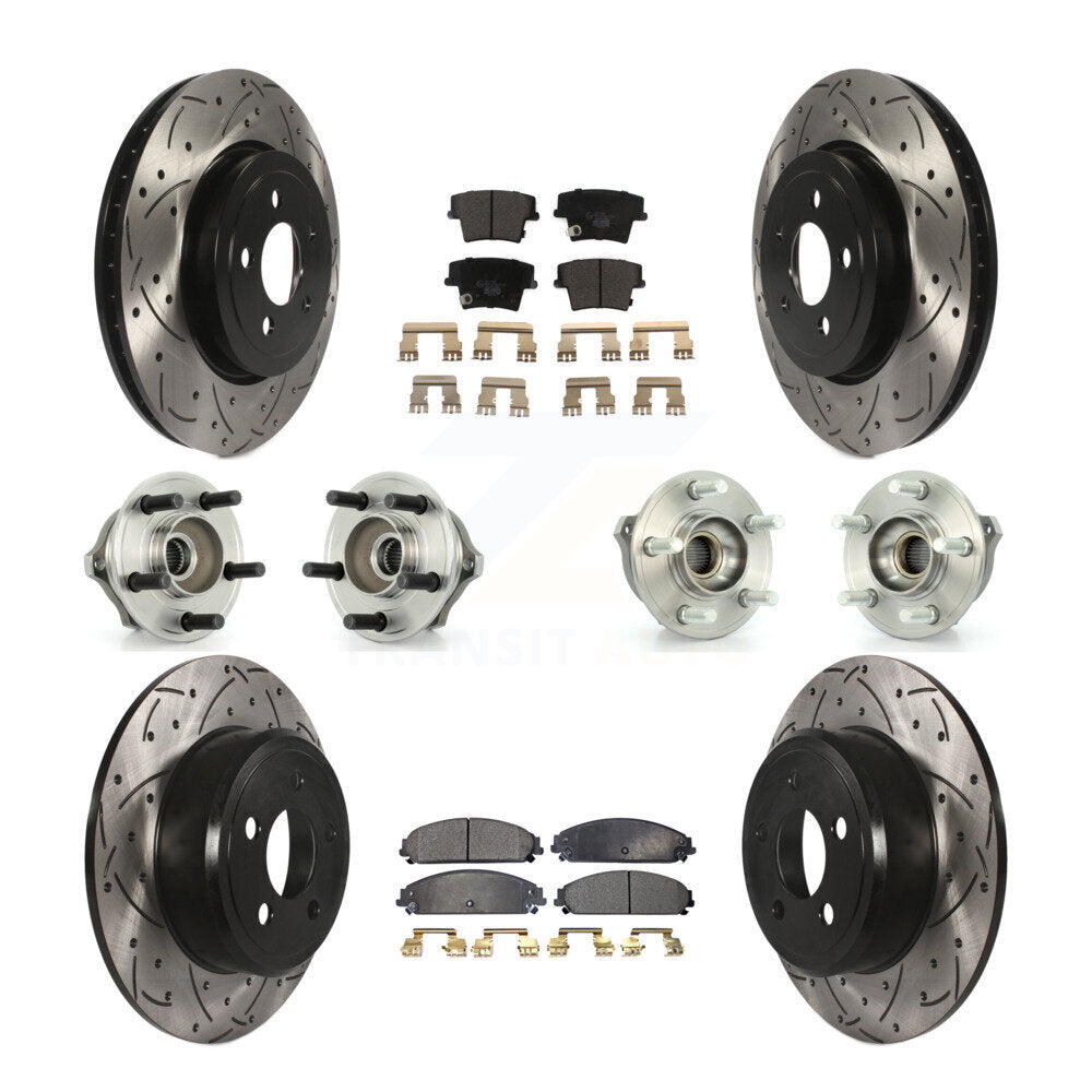 Hub Bearing Coated Disc Brake Rotor & Pad Front Rear Kit (10Pc) For Chrysler 300