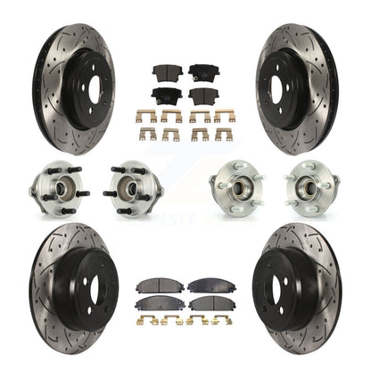 Hub Bearing Coated Disc Brake Rotor & Pad Front Rear Kit (10Pc) For Chrysler 300