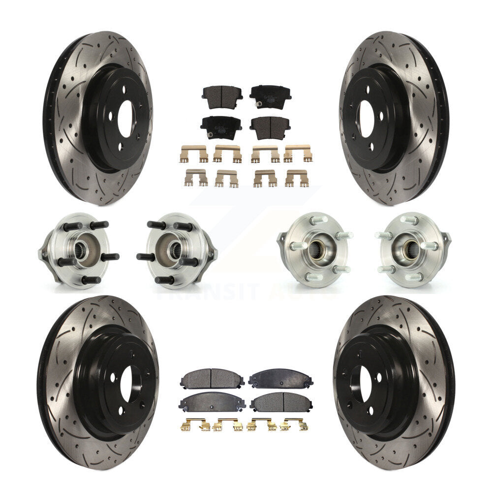 Hub Bearing Coated Disc Brake Rotor Pads Front Rear Kit (10Pc) For Dodge Charger