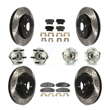 Hub Bearing Coated Disc Brake Rotor Pads Front Rear Kit (10Pc) For Dodge Charger