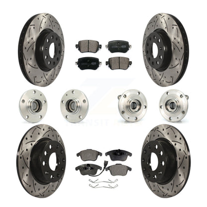 Hub Bearing Coated Brake Rotor & Pad Front Rear Kit (10Pc) For Volkswagen Passat