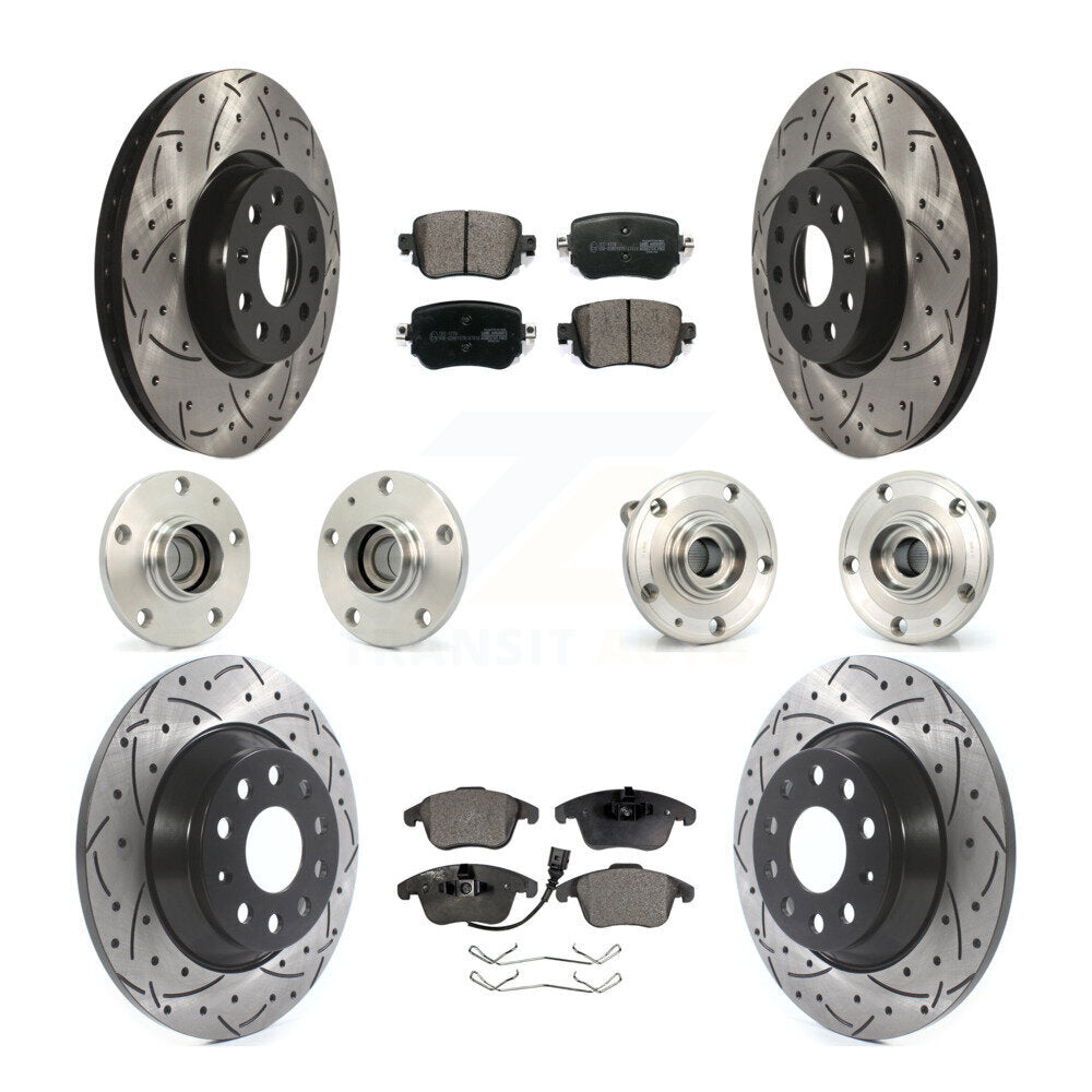 Hub Bearing Coated Brake Rotor & Pad Front Rear Kit (10Pc) For 2016-2018 Audi Q3