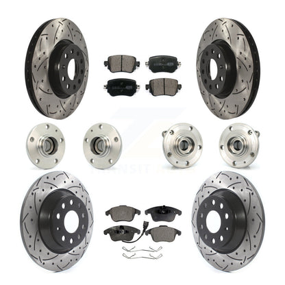 Hub Bearing Coated Brake Rotor & Pad Front Rear Kit (10Pc) For 2016-2018 Audi Q3