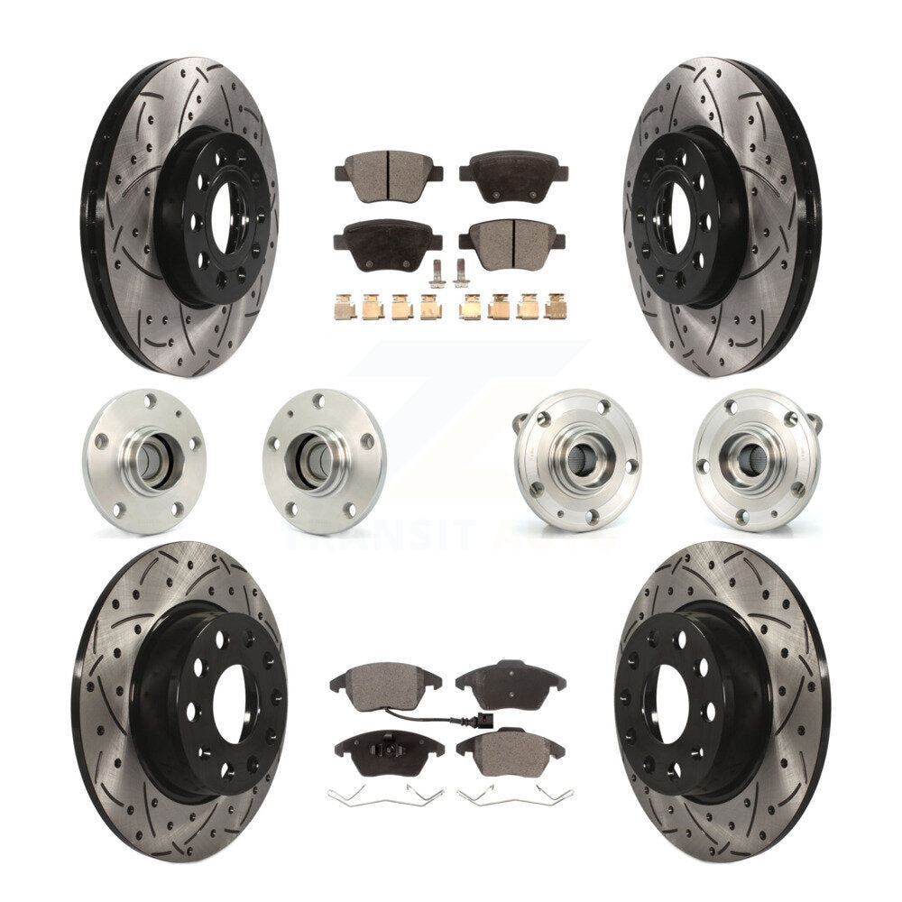 Hub Bearing Coated Brake Rotor & Pad Front Rear Kit (10Pc) For Volkswagen Beetle