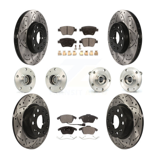 Hub Bearing Coated Brake Rotor & Pad Front Rear Kit (10Pc) For Volkswagen Beetle
