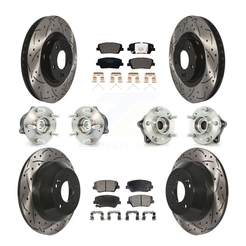 Hub Bearing Coat Brake Rotor Pad Front Rear Kit (10Pc) For 14-15 Kia Sorento FWD