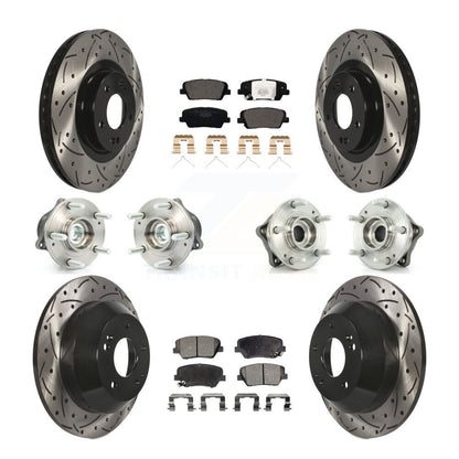 Hub Bearing Coat Brake Rotor Pad Front Rear Kit (10Pc) For 14-15 Kia Sorento FWD